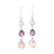 Multi-gemstone dangle earrings, 'Glittering Trio' - Multi-Gemstone and Silver Dangle Earrings from India thumbail