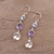 Multi-gemstone dangle earrings, 'Glittering Trio' - Multi-Gemstone and Silver Dangle Earrings from India (image 2b) thumbail