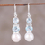 Blue topaz and cultured pearl dangle earrings, 'Dance in the Clouds' - Blue Topaz and Cultured Pearl Dangle Earrings from India (image 2) thumbail