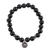 Onyx beaded stretch bracelet, 'Midnight Swirl' - Onyx and Silver Beaded Stretch Bracelet from India thumbail