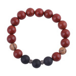Jasper and onyx beaded stretch bracelet, 'Fiery Delight' - Multi-Gemstone Beaded Stretch Bracelet from India