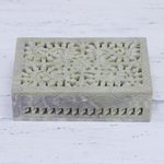 Jali decorative soapstone box, 'Hidden Fantasy' - Jali Openwork Soapstone Decorative Box from India