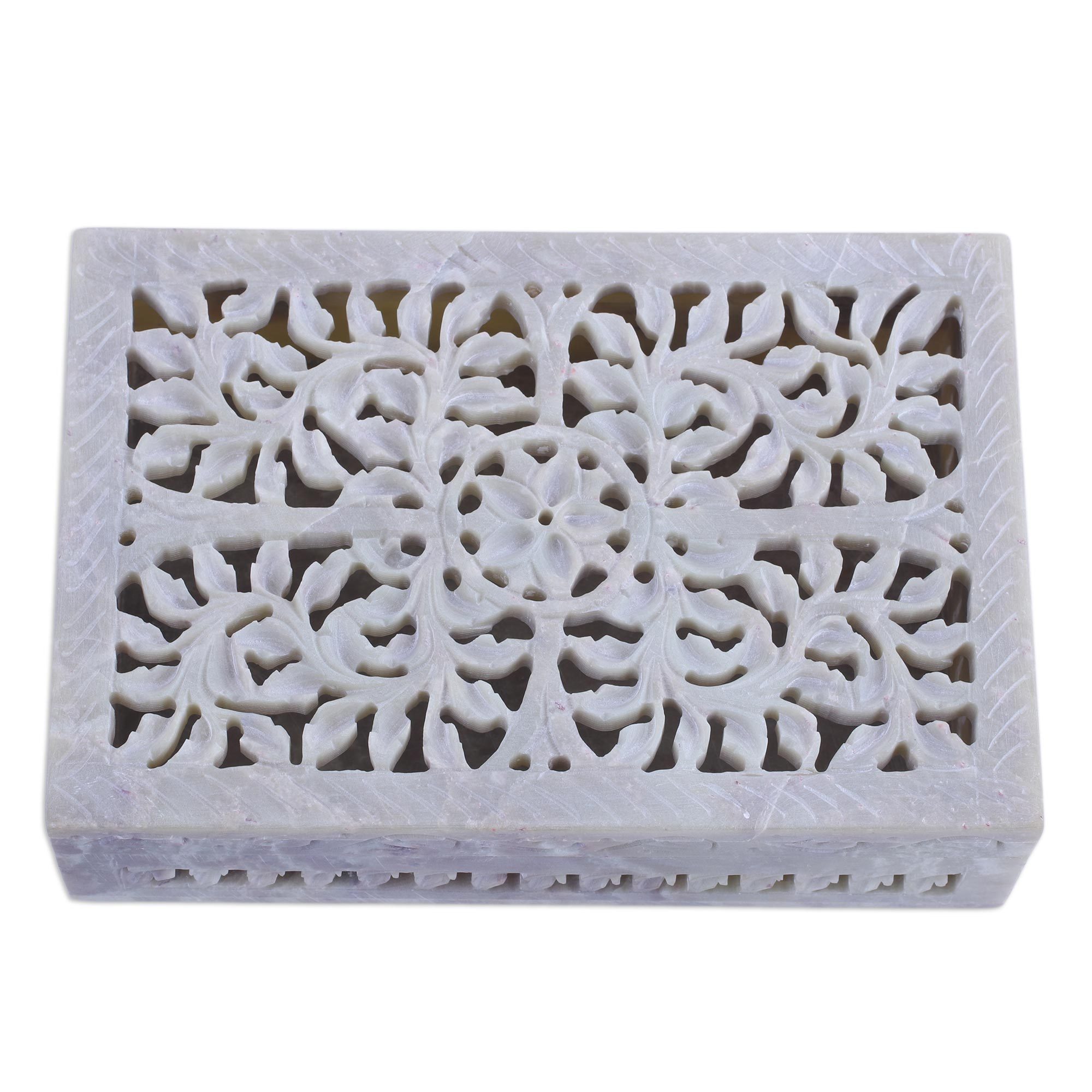 Jali Openwork Soapstone Decorative Box from India Hidden Fantasy NOVICA