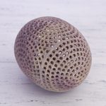 Soapstone sculpture, 'Delightful Egg' - Handcrafted Jali Soapstone Egg Sculpture from India