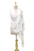 Silk blend shawl, 'Queen's Gilliflower' - Hand Painted Silk Blend Queen's Gilliflower Shawl from India