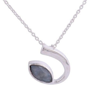 Labradorite pendant necklace, 'Silver Arc' - Labradorite and Sterling Silver Pendant Necklace