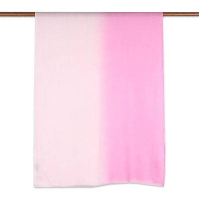 Chal de lana, 'Pink Ombré' - Pink Ombre Wool Shawl from India Artisan