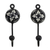 Ceramic coat hooks, 'Flower Stars' (set of 5) - Five Floral Black and White Ceramic Coat Hooks from India