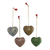 Papier mache ornaments, 'Heartfelt Holiday' (set of 4) - Four Heart Shaped Holiday Ornaments in Papier Mache (image 2a) thumbail
