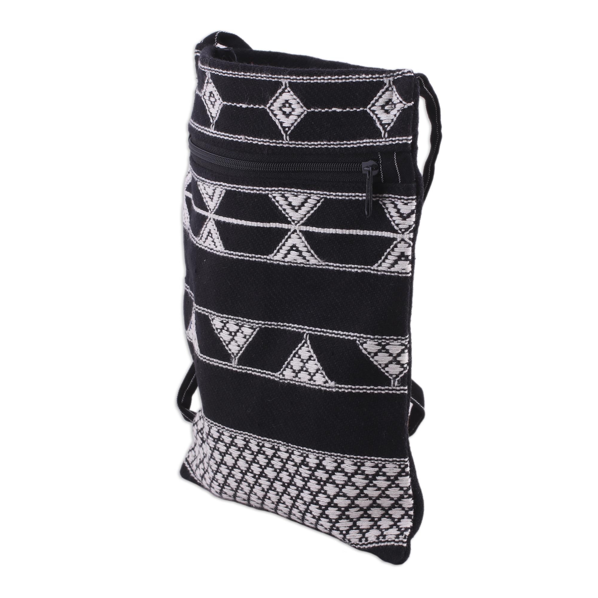 UNICEF Market | Hand Woven Black and White Cotton Sling Bag ...