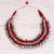 Multi-strand fabric wrapped beaded necklace, 'Flashes of Red' - Multi-strand Fabric Wrapped Beaded Necklace from India