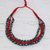 Beaded multi-strand necklace, 'Heavenly Bond' - Recycled Fabric Bead Necklace in Red and Blue