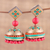 Ceramic dangle earrings, 'Golden Luxury' - Ceramic Dangle Earrings Handcrafted in India