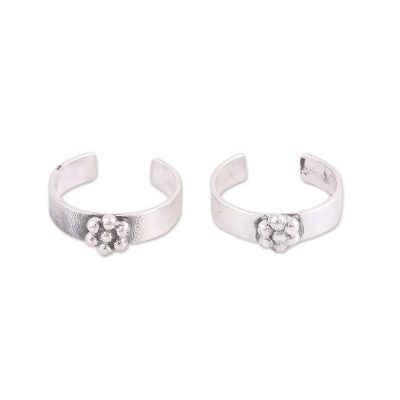 Floral Motif Sterling Silver Toe Rings from India