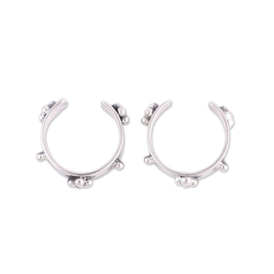 Sterling silver toe rings, 'Spot On' (pair) - Pair of Sterling Silver Toe Rings with Rawa Granules