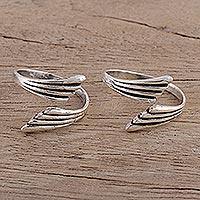 Sterling silver toe rings, 'Flight of Fancy' (pair)