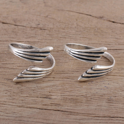 Sterling silver toe rings, 'Flight of Fancy' (pair) - Wing-Shaped Sterling Silver Toe Rings (Pair)