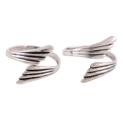 Sterling silver toe rings, 'Flight of Fancy' (pair) - Wing-Shaped Sterling Silver Toe Rings (Pair)