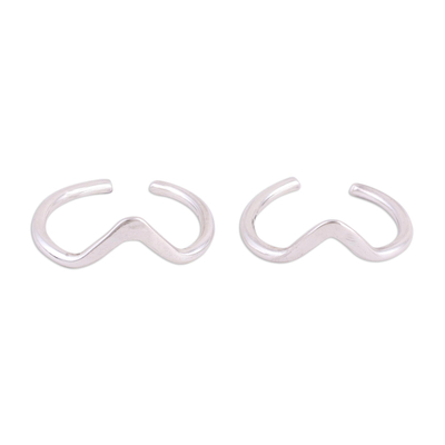 Sterling silver toe rings, 'Steady Rhythm' (pair) - Modern Polished Sterling Silver Toe Band Rings (Pair)