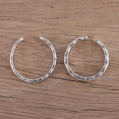 Sterling silver toe rings, 'Dimple' (pair) - Lightly Oxidized Sterling Silver Toe Rings (Pair)