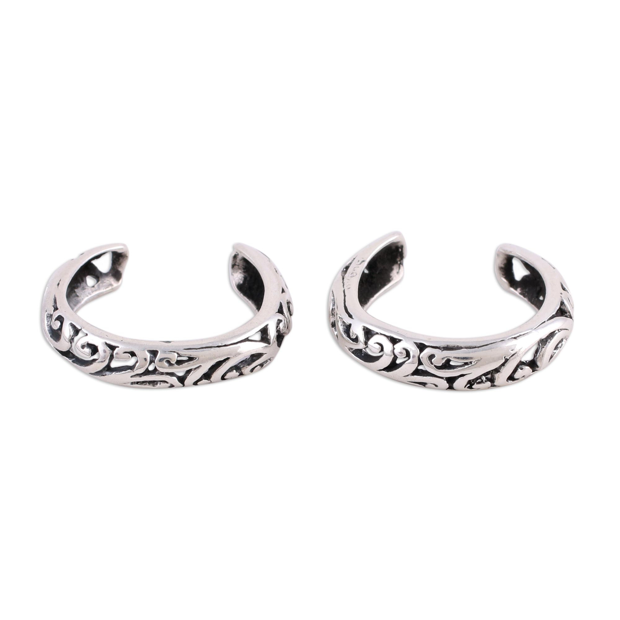 Jali Motif Sterling Silver 925 Toe Rings (Pair) - Jali Jive | NOVICA