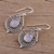 Rainbow moonstone dangle earrings, 'Majestic Circles' - Rainbow Moonstone and Sterling Silver Earrings from India (image 2b) thumbail