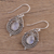Rainbow moonstone dangle earrings, 'Majestic Circles' - Rainbow Moonstone and Sterling Silver Earrings from India (image 2c) thumbail