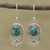 Sterling silver dangle earrings, 'Majestic Ovals' - Oval Silver and Composite Turquoise Earrings from India (image 2) thumbail