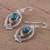 Sterling silver dangle earrings, 'Majestic Ovals' - Oval Silver and Composite Turquoise Earrings from India (image 2b) thumbail