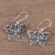 Sterling silver dangle earrings, 'Dancing Butterfly' - Detailed Sterling Silver Butterfly Motif Dangle Earrings (image 2b) thumbail