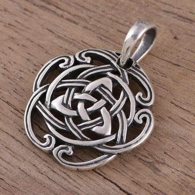 Sterling silver pendant, 'Celtic Reverie' - Celtic Knot Sterling Silver Pendant from India Artisan