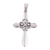 Sterling silver cross pendant, 'Heart of Faith' - Polished Sterling Silver Cross Pendant with Heart Motifs thumbail