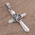 Sterling silver cross pendant, 'Heart of Faith' - Polished Sterling Silver Cross Pendant with Heart Motifs