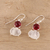 Rainbow moonstone and garnet dangle earrings, 'Regal Air' - Rainbow Moonstone and Garnet 15 Carat Dangle Earrings (image 2b) thumbail