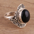 Onyx cocktail ring, 'Magical Allure' - Handcrafted Black Onyx Cocktail Ring from India thumbail
