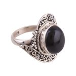 Onyx cocktail ring, 'Magical Allure' - Handcrafted Black Onyx Cocktail Ring from India