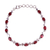 Rhodium plated garnet link bracelet, 'Inspiring Red' - Garnet and Rhodium Plated Silver Link Bracelet from India