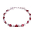 Rhodium plated garnet link bracelet, 'Inspiring Red' - Garnet and Rhodium Plated Silver Link Bracelet from India