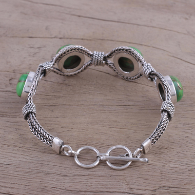 Armband mit Anhänger aus Sterlingsilber - India Modern Green Composite Türkis und Silber Armband