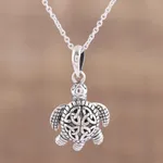 Sterling silver pendant necklace, 'Trinity Turtle' - Sterling Silver Celtic Trinity Knot Turtle Pendant Necklace