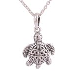 Sterling silver pendant necklace, 'Trinity Turtle' - Sterling Silver Celtic Trinity Knot Turtle Pendant Necklace