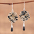 Jasper and onyx dangle earrings, 'Spotted Allure' - Dalmatian Jasper and Onyx and Silver Dangle Earrings