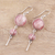 Rhodochrosite dangle earrings, 'Rock Rose' - Rhodochrosite and Sterling Silver Dangle Earrings (image 2b) thumbail