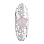 Moonstone cocktail ring, 'Jali Floral Mist' - Ornate Sterling Silver Jali and Moonstone Cocktail Ring