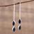 Onyx dangle earrings, 'Midnight Seeds' - Black Onyx and Sterling Silver Dangle Earrings from India (image 2) thumbail
