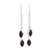 Onyx dangle earrings, 'Midnight Seeds' - Black Onyx and Sterling Silver Dangle Earrings from India thumbail