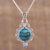 Blue topaz pendant necklace, 'Blue Charm of the Sky' - Blue Topaz and Composite Turquoise Earrings from India (image 2) thumbail