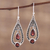 Garnet dangle earrings, 'Teardrop Romance' - Garnet and Sterling Silver Dangle Earrings from India (image 2) thumbail