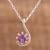 Amethyst pendant necklace, 'Flower Hook' - Amethyst and Sterling Silver Pendant Necklace from India