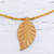 Wood pendant necklace, 'Curry Leaf' - Leaf Motif Pendant Necklace Handmade from Wood (image 2) thumbail
